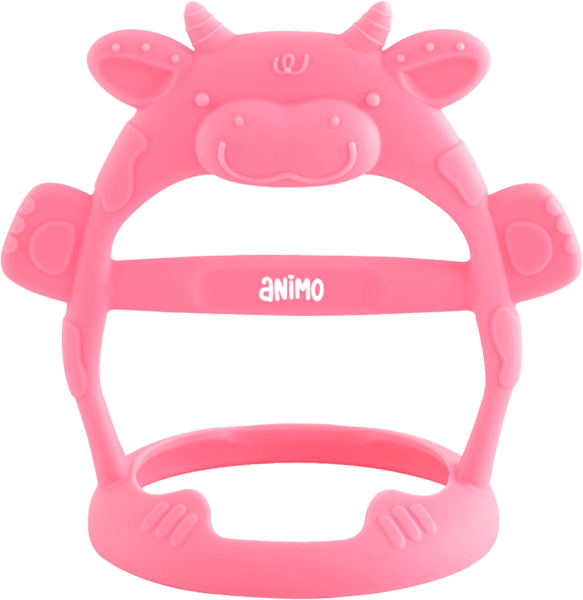 Gặm nướu vòng tay Silicone con bò Animo (Hồng)