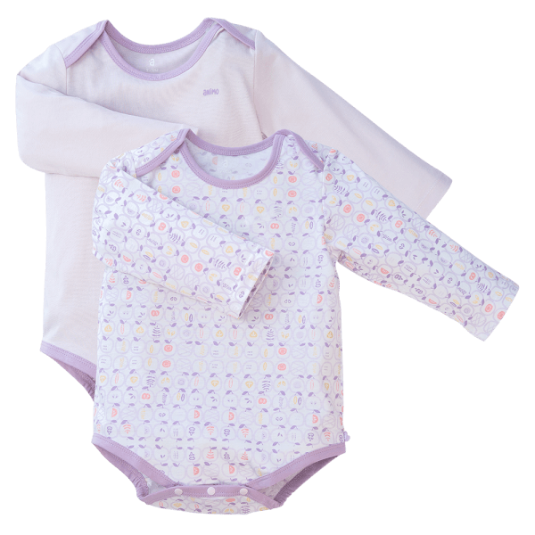 Set Bodysuit tam giác DT Animo KV1122061 (0-12M, Tím_trắng họa tiết)