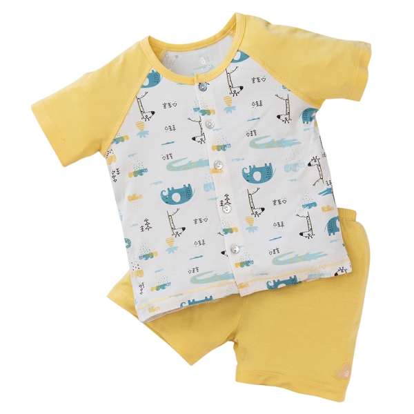 Bộ sơ sinh tính năng ngắn, vải modal BST Thiên Nga Animo BMC822071 (0-12M,Vàng)