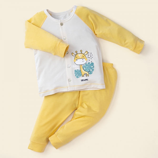 Bộ sơ sinh tính năng dài, vải modal BST Thiên Nga Animo BMC822077 (0-12M,Vàng)