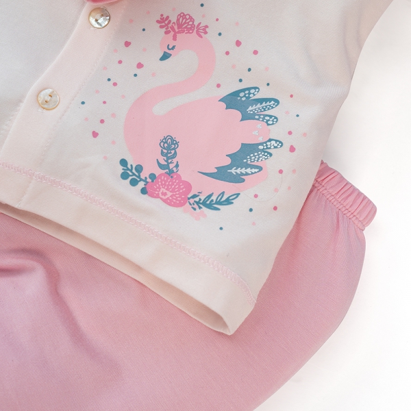 Bộ sơ sinh tính năng dài, vải modal BST Thiên Nga Animo BMC822076 (0-12M,Hồng)
