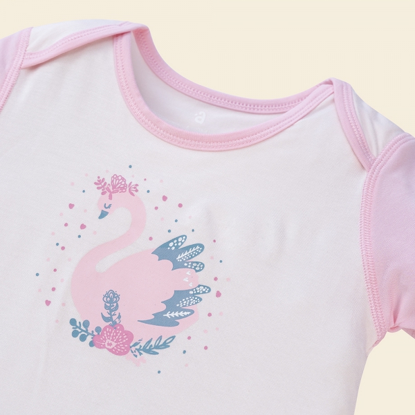 Bodysuit tính năng tam giác, vải modal BST Thiên Nga Animo BMC822079 (0-12M,Hồng)