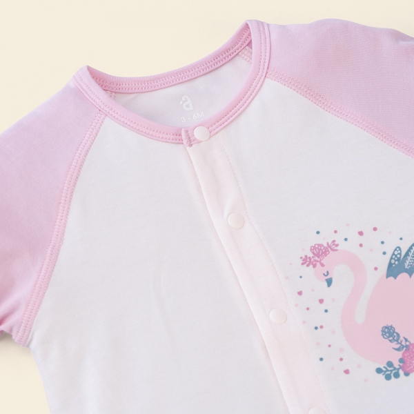 Bodysuit tính năng đùi, vải modal BST Thiên Nga Animo BMC822082 (0-12M,Hồng)