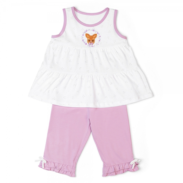 Bộ bé gái dài Animo TQ1122073 (6M-5Y,Trắng phối tím)