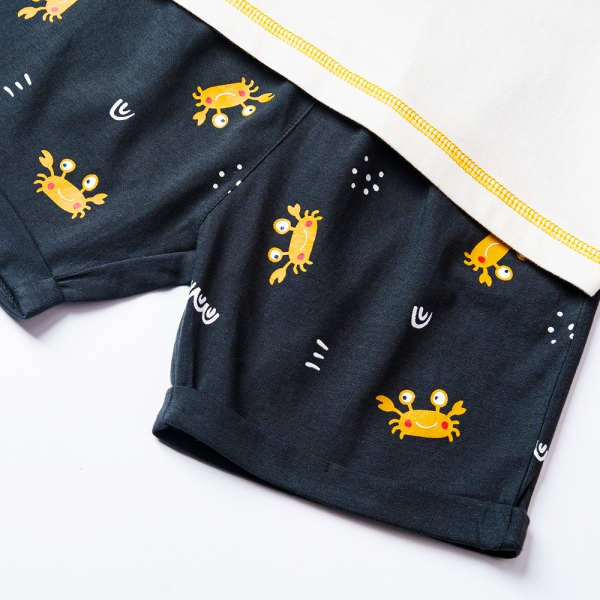 Bộ bé trai ngắn, Bst Cua sốt trứng muối Animo HN1122092 (6M-6Y,Trắng)