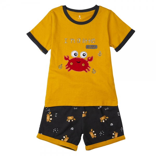 Bộ bé trai ngắn Bst Cua sốt trứng muối Animo HN1022088 (6M-6Y,Vàng)