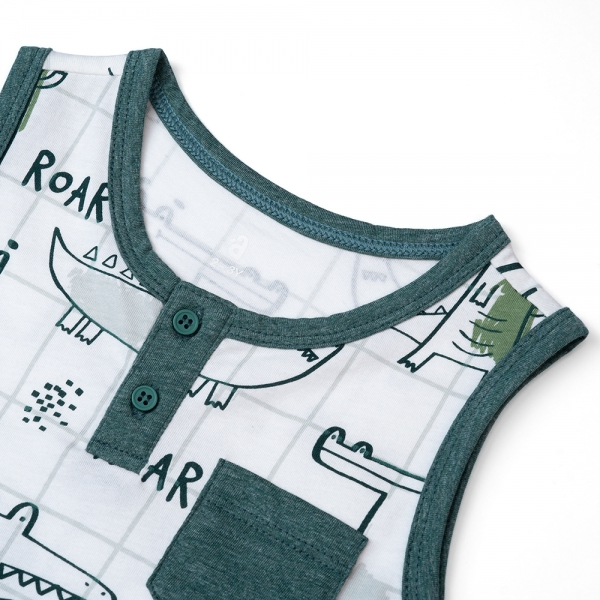 Bộ bé trai ngắn Bst Cá sấu lùn Animo VĐ1122082 (6M-6Y,Xanh)