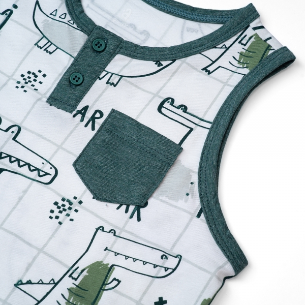 Bộ bé trai ngắn Bst Cá sấu lùn Animo VĐ1122082 (6M-6Y,Xanh)