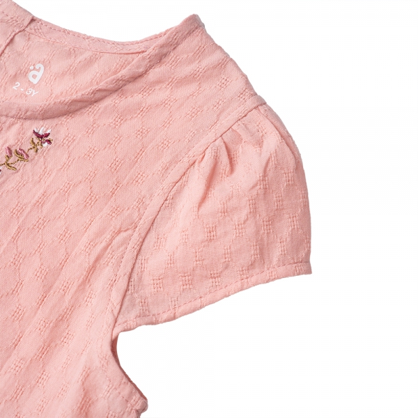 Đầm vải bé gái thêu hoa Animo TX1122075 (6M-6Y,Hồng)