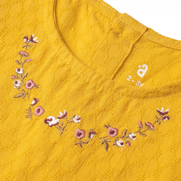 Đầm vải bé gái thêu hoa Animo TX1122076 (6M-6Y,Vàng)