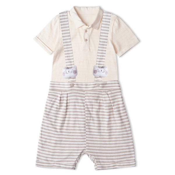 Bộ yếm bé trai, bst Mèo mũm mĩm Animo HS1122070 (6M-5Y,Dark Beige)