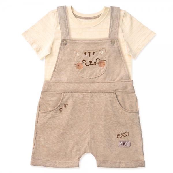 Bộ yếm bé trai, bst Mèo mũm mĩm Animo HS1122069 (6M-5Y,Dark Beige)