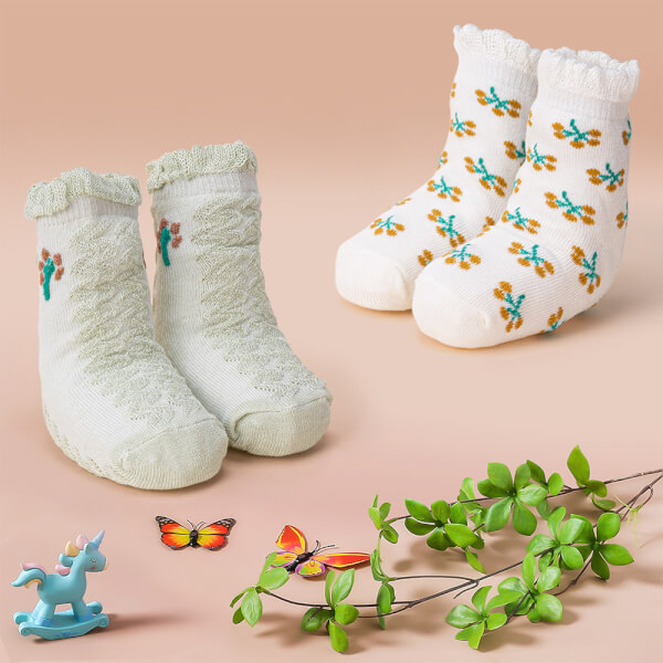 Set 2 đôi vớ bé gái sợi tre Animo I0921012 (0-12M, Nhiều màu, Giao màu ngẫu nhiên)