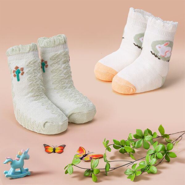 Set 2 đôi vớ bé gái sợi tre Animo I0921012 (0-12M, Nhiều màu, Giao màu ngẫu nhiên)
