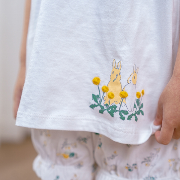 Bộ bé gái ngắn, BST Thỏ và hoa Animo HN1222002 (6M-6Y,Trắng)