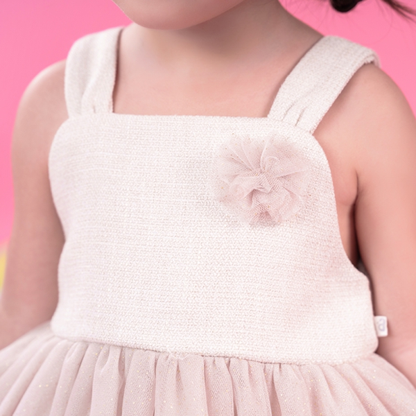 Đầm voan bé gái Animo MN922015 (6M-6Y,Màu be)