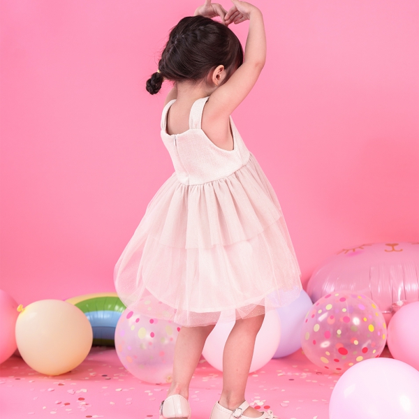 Đầm voan bé gái Animo MN922015 (6M-6Y,Màu be)