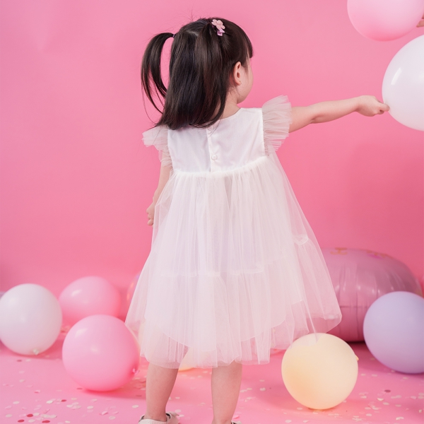 Đầm voan bé gái Animo TX1122002 (6-24M,Trắng)