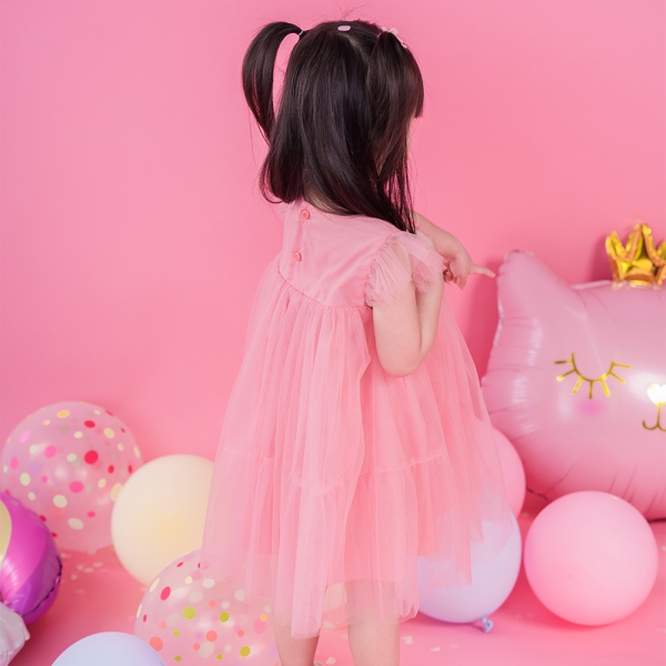 Đầm voan bé gái Animo TX422057 (6M-6Y,Hồng)