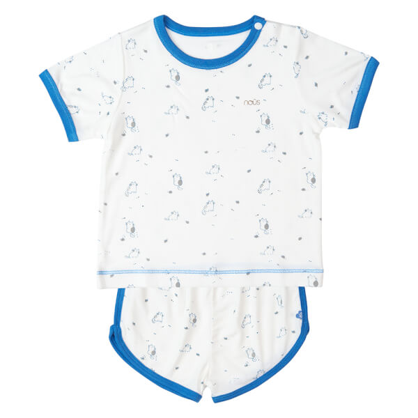 Bộ tính năng ngắn Nous_Animo NA1022006 (0-24M,Trắng ht Mèo xanh)