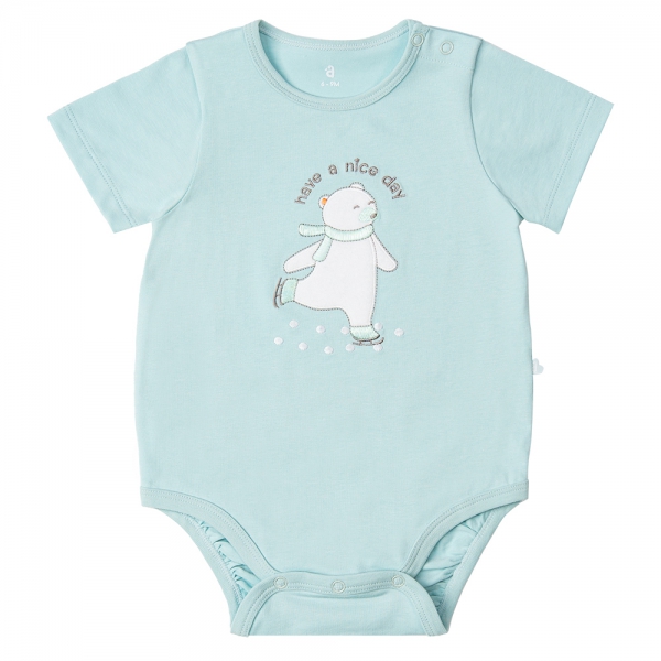 Bodysuit bé trai tam giác Bst Ngôi nhà của Gấu Animo KK822018_508 (0-12M,Xanh ngọc)