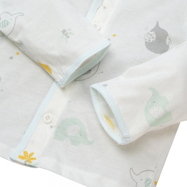 Cặp áo sơ sinh cài giữa tay ngắn Animo DT622010 (NB-12M,Xanh ngọc_Trắng)