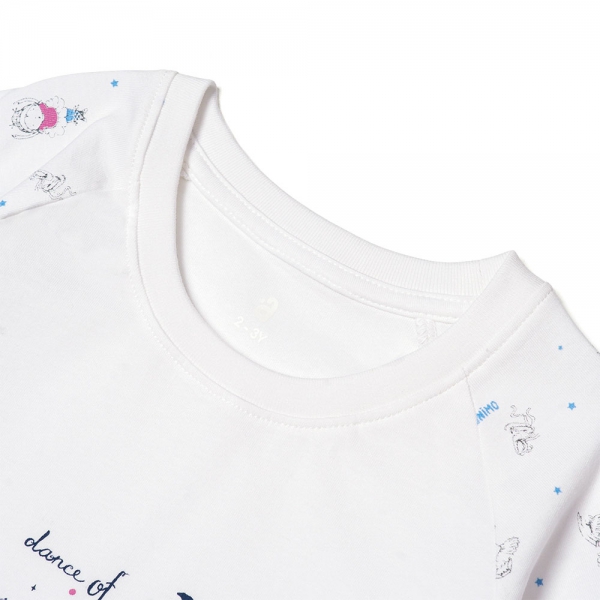 Bộ bé gái ngắn BST Búp bê nhảy múa Animo KN922060 (6M-6Y,Trắng phối xanh)