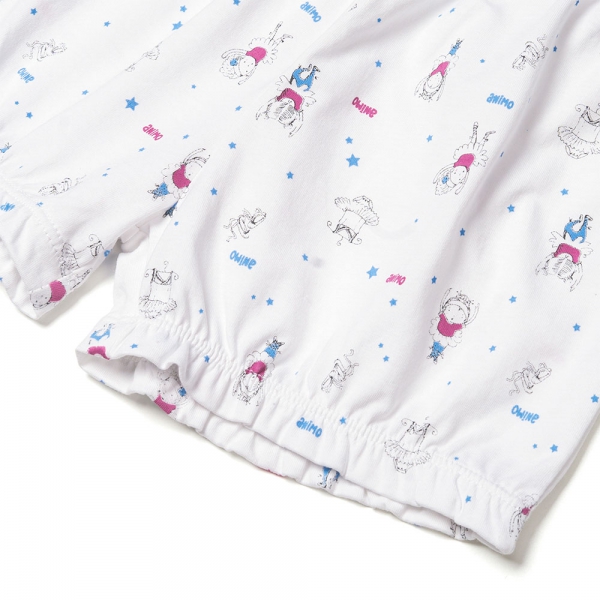 Bộ bé gái ngắn BST Búp bê nhảy múa Animo KN922060 (6M-6Y,Trắng phối xanh)