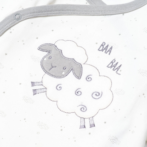 Bodysuit bé trai tam giác, Bst Cừu mộng mơ Animo KK922040 (0-12M,Xám_trắng)