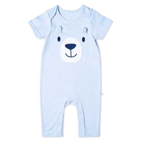 Bodysuit bé trai dài, Bst Bé Gấu trắng Animo KK922047 (0-12M,Xanh_trắng)