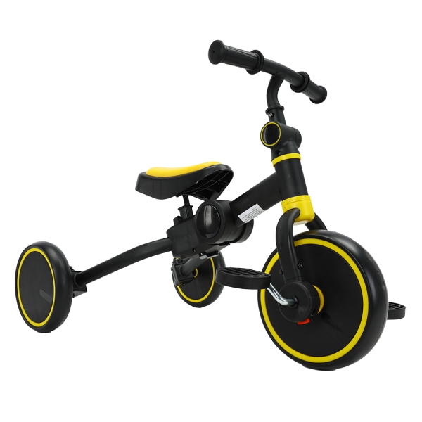 Xe đạp 3 bánh kèm chòi chân đa năng gấp gọn 105C Animo (Đen, Vàng)