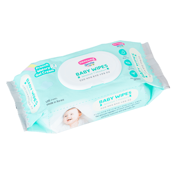 Combo 2 Khăn ướt ConCung Gentle Care Hàn Quốc cho da nhạy cảm, 100 tờ (màu xanh)