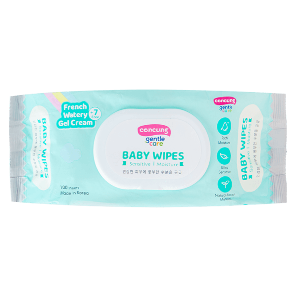 Combo 2 Khăn ướt ConCung Gentle Care Hàn Quốc cho da nhạy cảm, 100 tờ (màu xanh)