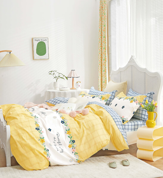 Bộ 5 món drap, áo gối và mền chần NIN Calisto B2201_NH015 (160x200+30cm) Giao màu ngẫu nhiên