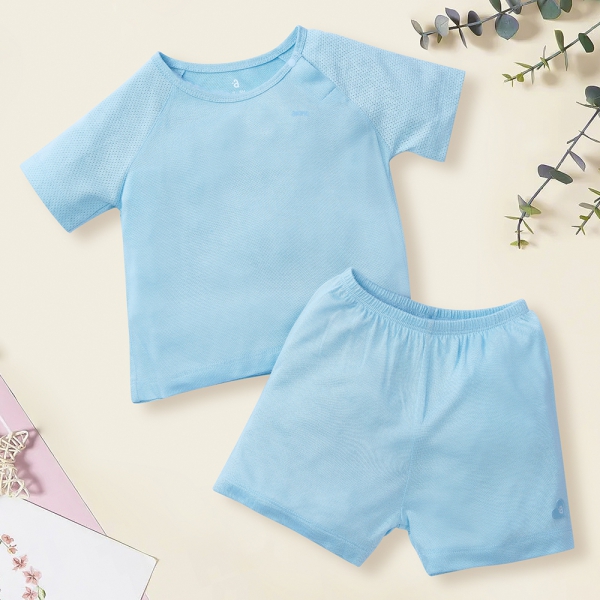 Bộ sơ sinh tính năng ngắn, vải lưới Animo I0322014 (12-24M,Xanh)