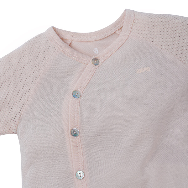 Bộ sơ sinh tính năng ngắn, vải lưới Animo I0322020 (0-12M,Cam)