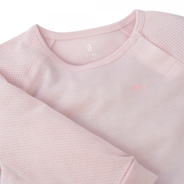 Bộ sơ sinh tính năng dài, vải lưới Animo I0322023 (12-24M,Hồng )