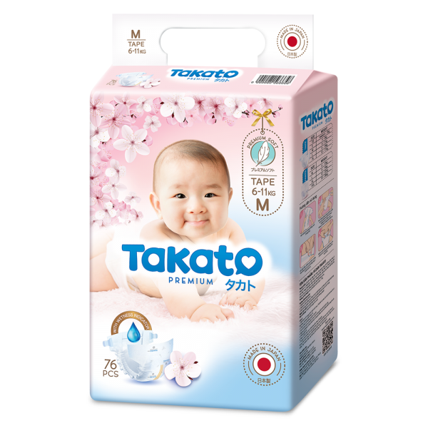 Tã dán Nhật Bản Takato siêu mềm mại (M, 76 miếng)