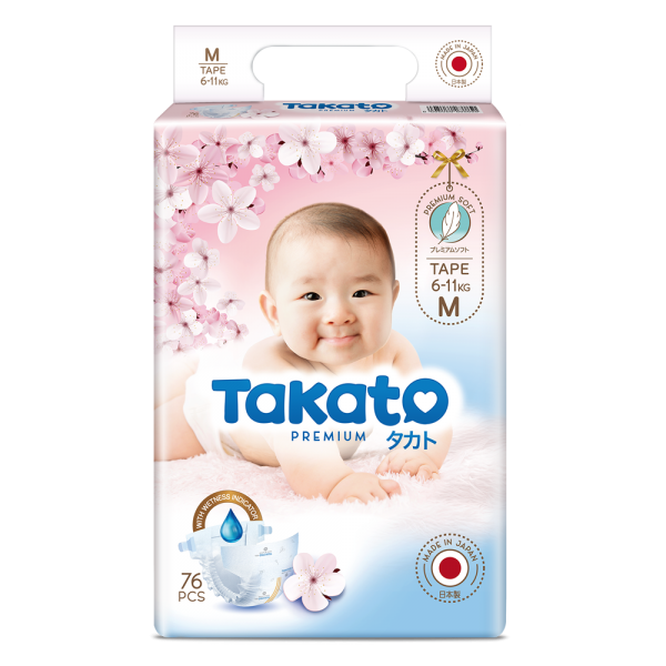 Tã dán Nhật Bản Takato siêu mềm mại (M, 76 miếng)