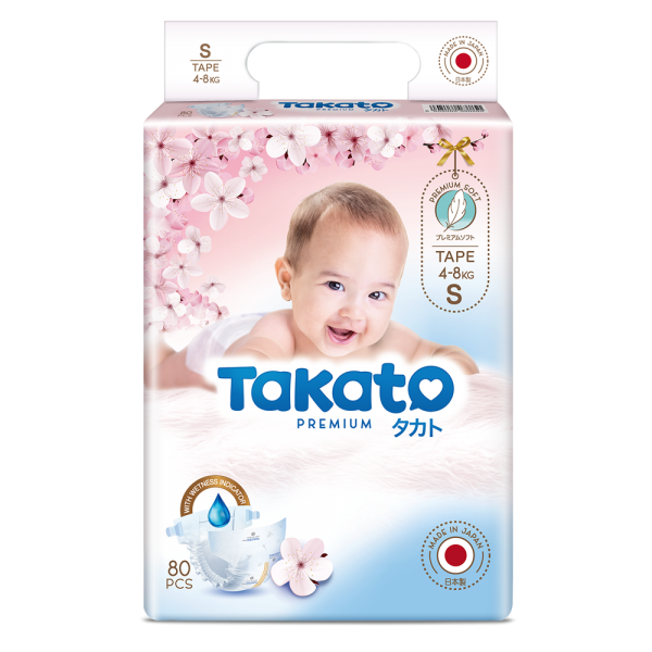 Tã dán Nhật Bản Takato siêu mềm mại (S, 80 miếng)