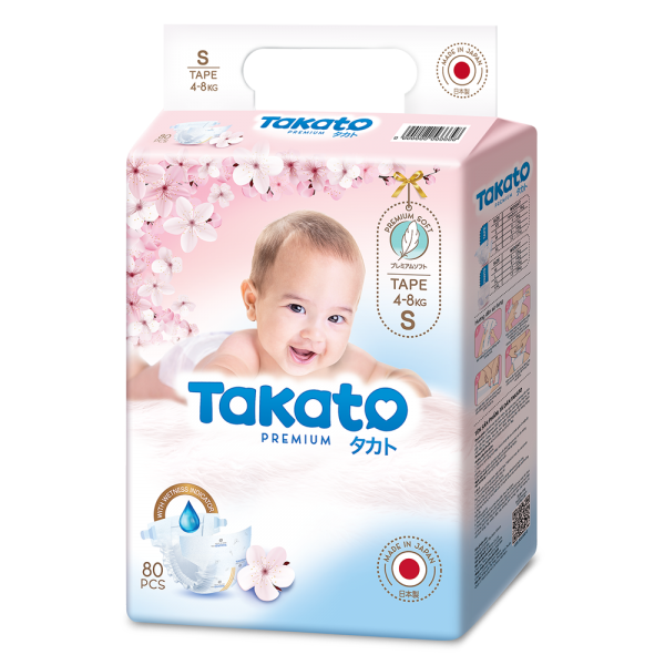 Tã dán Nhật Bản Takato siêu mềm mại (S, 80 miếng)