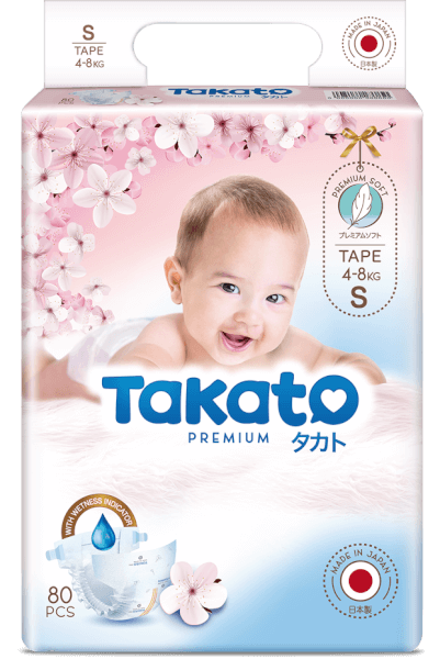 Tã dán Nhật Bản Takato siêu mềm mại (S, 80 miếng)