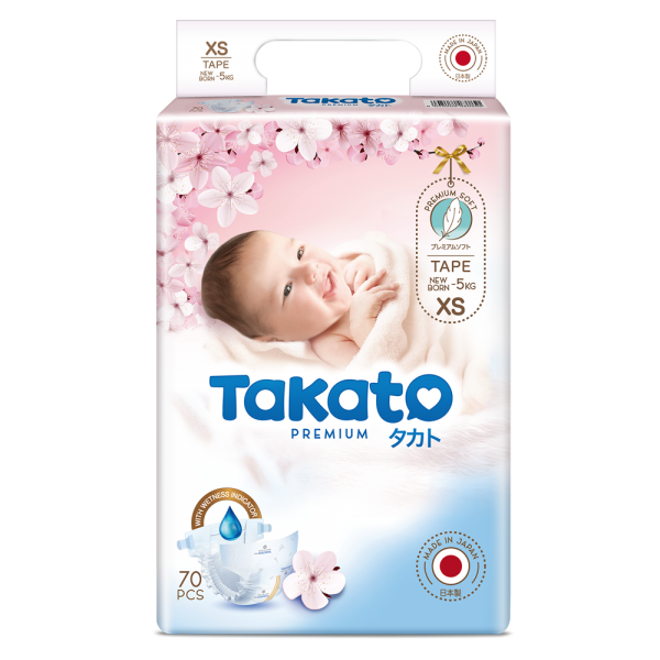 Tã dán Nhật Bản Takato siêu mềm mại (XS, 70 miếng)