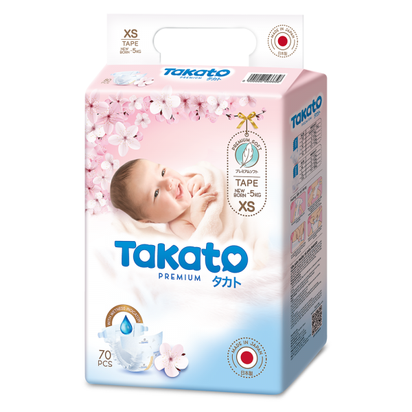 Tã dán Nhật Bản Takato siêu mềm mại (XS, 70 miếng)