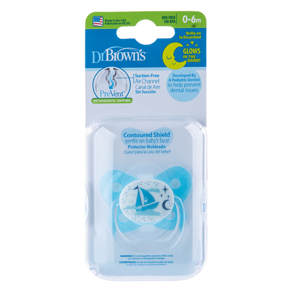 Ty ngậm Prevent Dr Brown Level 1, 0-6M, Xanh (giao họa tiết ngẫu nhiên)