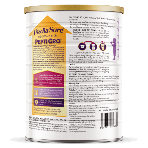 Thực phẩm dinh dưỡng y học cho trẻ 1-10 tuổi: Pediasure vani 1,6kg (Giao bao bì ngẫu nhiên)