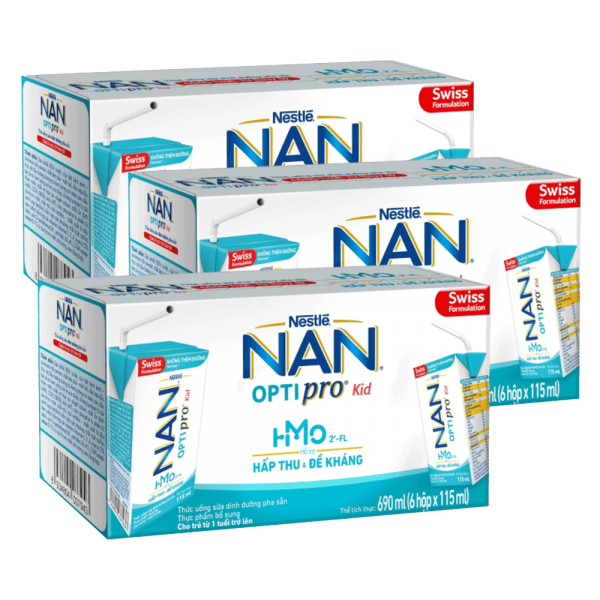 Combo 3 thùng thực phẩm bổ sung Nestle NAN OPTIPRO Kid 115ml (lốc 6) (18 lốc)