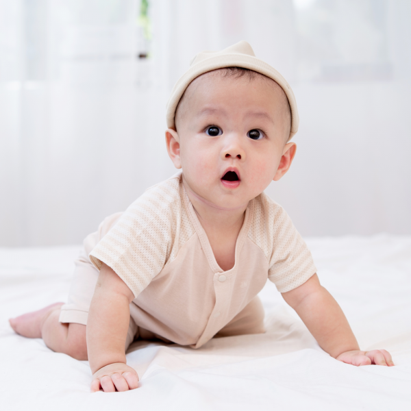 Bodysuit tính năng đùi, vải lưới Animo I0322032 (0-12M,Beige)