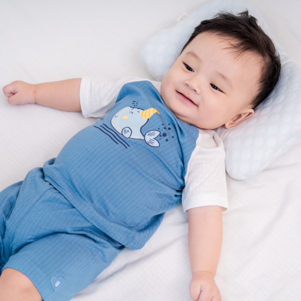 Bộ sơ sinh tính năng ngắn Chống muỗi Animo VĐ722014 (0-24M,Xanh)