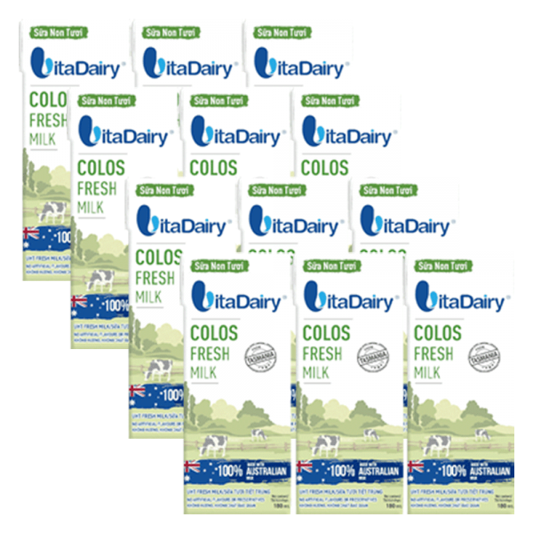 Combo 4 Sữa non tươi Vitadairy 180mL (lốc 3 hộp)